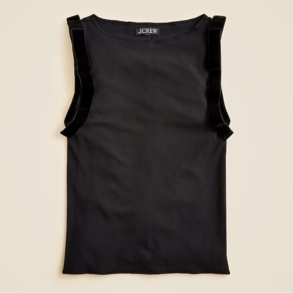 J.Crew Refined rib shell top with velvet bows